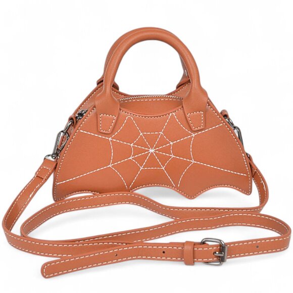 BNWT Iconic Spider Patent Stitching Bat Shape Top Handle Novelty Bag - Picture 1 of 6